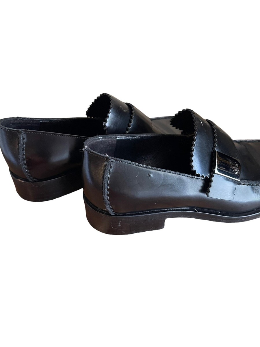 Gucci Women's Vintage 100 0483 Black Leather Silver Buckle