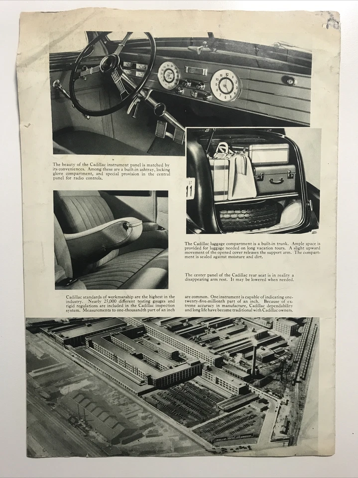 Folleto de póster de concesionario vintage original 1937 Cadillac serie V-8 60 65      Foto 4 de 4