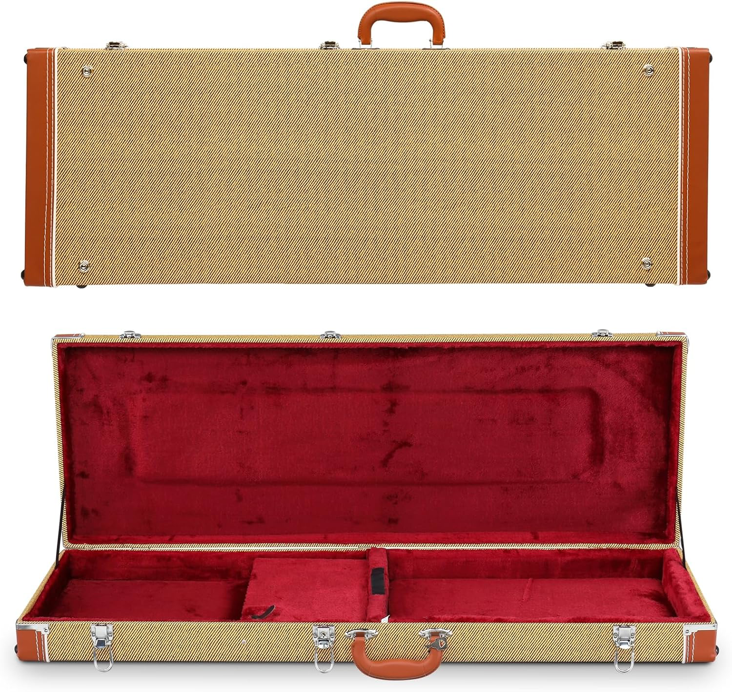 Electric Guitar Hard Case 39-Inch Wooden Protective Case with Lock (Yellow)