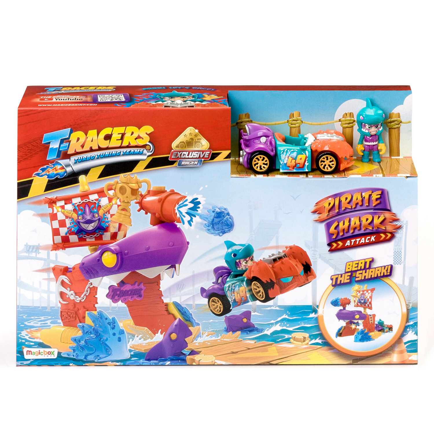 T-Racers Pirate Shark lanceur de voiture avec piège de requin mobile