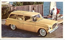 Postcard Studebaker Lark Station Wagon Yellow