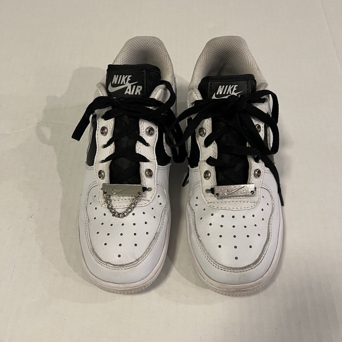 Size 5.5 Nike Air Force 1 '07 Premium Silver Chain - White 2021 | eBay