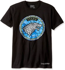 HBO'S Game of Thrones - Stark Stained Glass Stark Wolf Adult T-Shirt
