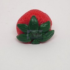 Strawberry Half W/Leaf, Wax, Fake Fruit Embed, Topper, Priced for 3 Each