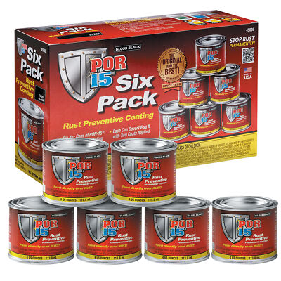 6 x POR15 Rostpräventiver Glanz schwarze Farbe (45006) - 113ml Dosen (6er-Pack)
