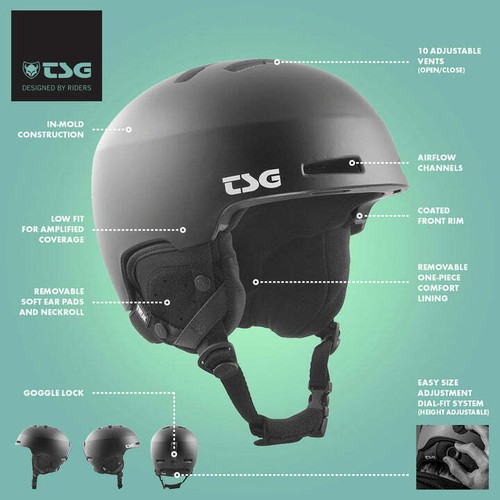 TSG Tweak Snow Helmet, Lightweight, Certified, Adjustable Fit, Venting, Low Fit - Picture 5 of 14