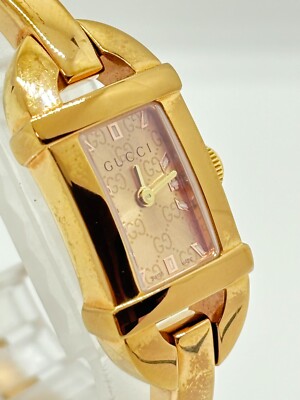 Exc+5] GUCCI 6800L PINK GOLD GG GOLD Dial Watch Women's Watch Used