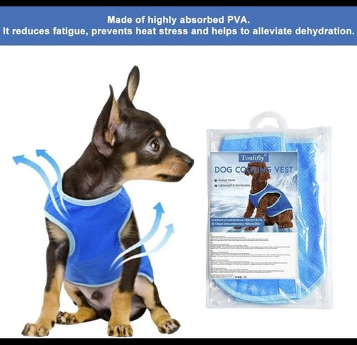 Dog Cooling & Anxiety relief Vest Toullifly Brand NOS new In Package Size Small - Picture 3 of 8