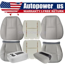 For 07-14 Chevy Tahoe Front Bottom Top Leather Seat Cover Gray Driver Foam