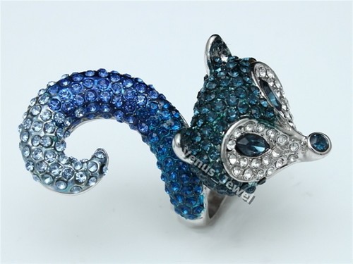Adorable Anillo de Cóctel de Cristal Estrás Ardilla Fox Fox Talla 7 - Imagen 4 de 4