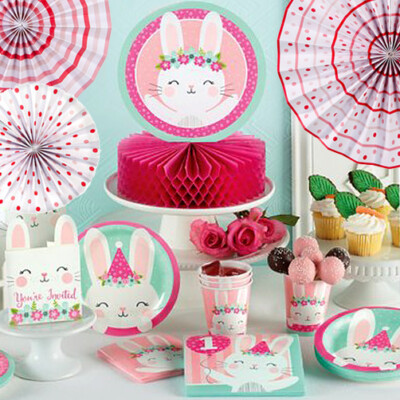 MISS BUNNY PARTY DEKO Geburtstag Ostern Mädchen Kinder Hase Accessoire Geschirr