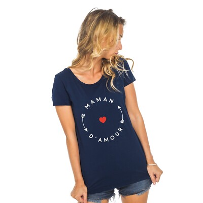 Damen T-Shirt Kurzarm MAMAN D'AMOUR 2 MPT Farbe Marineblau