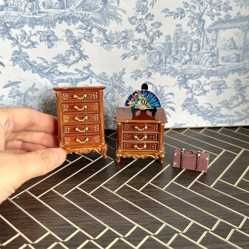 5PC 1/24 Scale Dollhouse Miniatures Furniture Chest of Drawers Cabinet Accessory - Image 3 of 4
