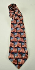Men's American Tradition Patriotic American Flag Tie, Made in USA 59 inches