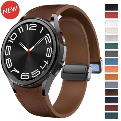 Magnetic Silicone Leather Strap For Samsung galaxy watch 6 5 4 Classic 40-47mm
