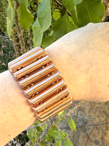 Rachel Zoe Heavy Rose Gold Bar Link Wide Bracelet High Quality!