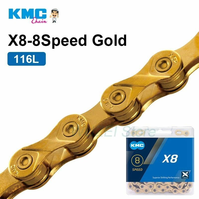 KMC 6/7/8 velocità X8 bici da corsa MTB oro catena bici 116L per Shimano SRAM
