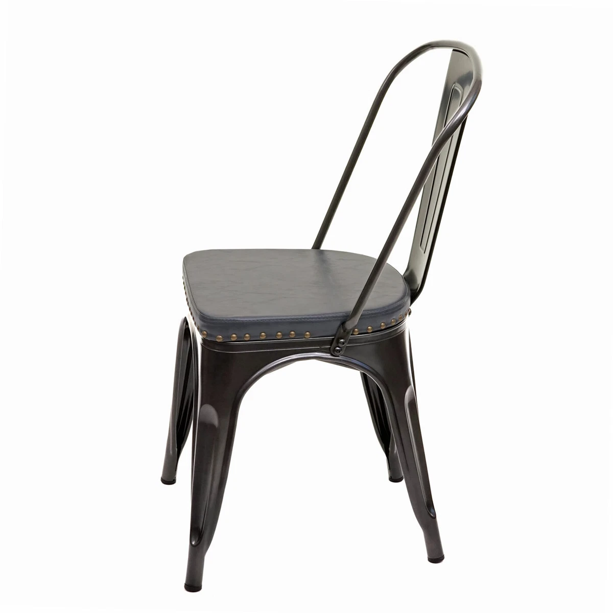 4er-Set Küchenstuhl HWC-H10e, Stuhl, Chesterfield Industrial, schwarz-grau