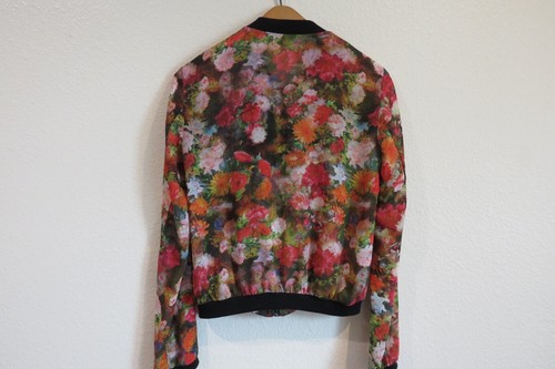 Ark & Co Floral Sheer Rib Knit Collar, cuffs, Hem Full-zip Jacket SZ small - Picture 8 of 10