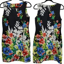Ronni Nicole Dress Womens 8 Sleeveless Waterfall Vibrant Floral Tea Length Shift
