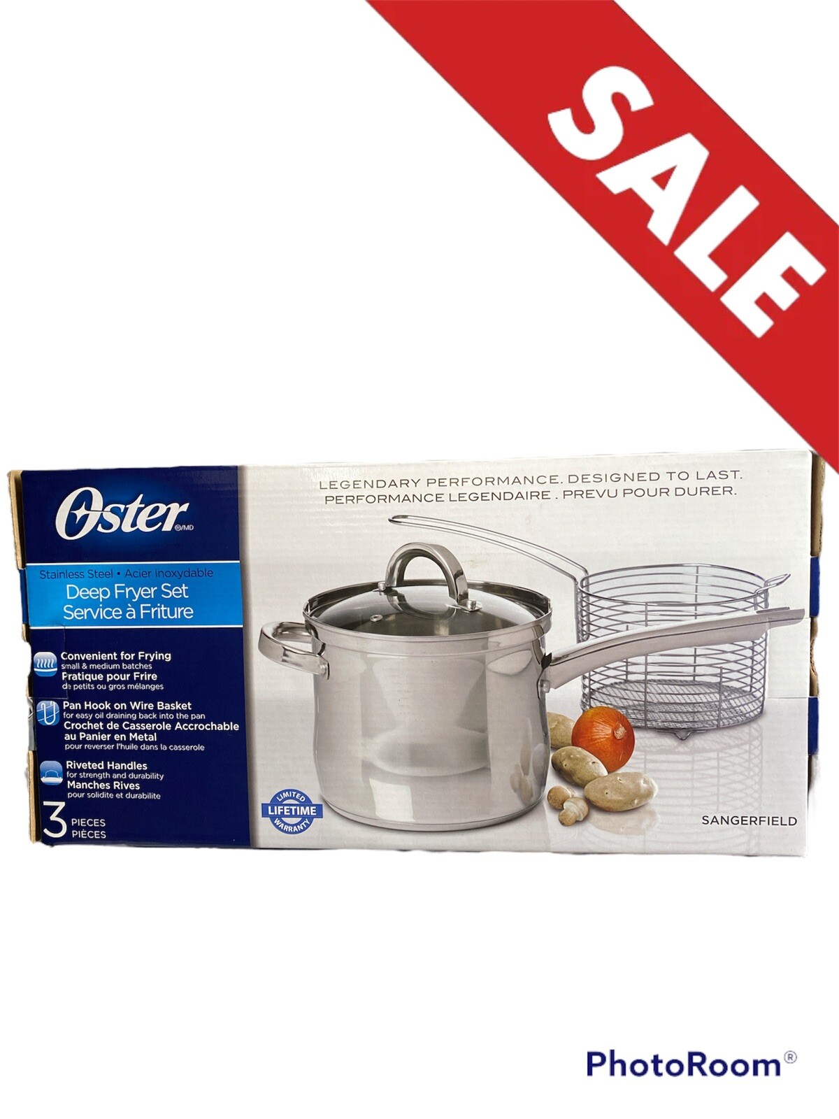 New OSTER Sangerfield DEEP FRYER 3.65 Quart 3 Piece Stainless Steel