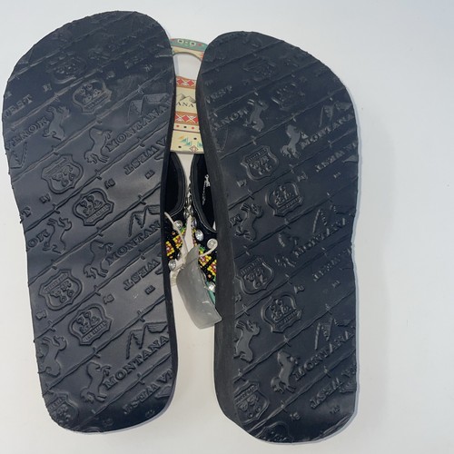 Montana West Wedge Flip Flops Women Size 9 Western Aztec Rhinestone Beads yellow - 第 7/7 張圖片