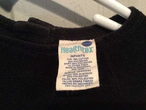 HEATHTEX INFANTS 24 Mo VELVET/PLAID, BLACK, RED, GREEN DRESS With Red Lining - Picture 5 of 6