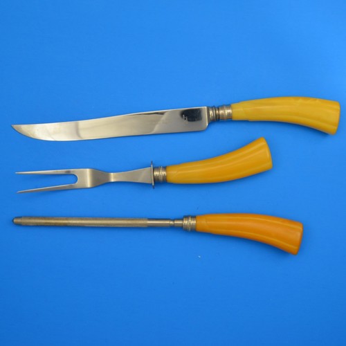 Washington Forge 3 Piece yellow Bakelite Carving Set - Picture 5 of 8