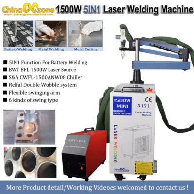 CNCZONE 1500W 5in1 Batterie Schweißer Faser Laser Schweißen Schneiden Reinigungsmaschine