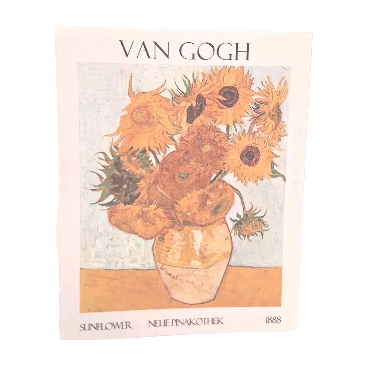 Wall Art Print, Van Gogh Sunflowers in Vase, 8x10, on Light Canvas, Unframed
