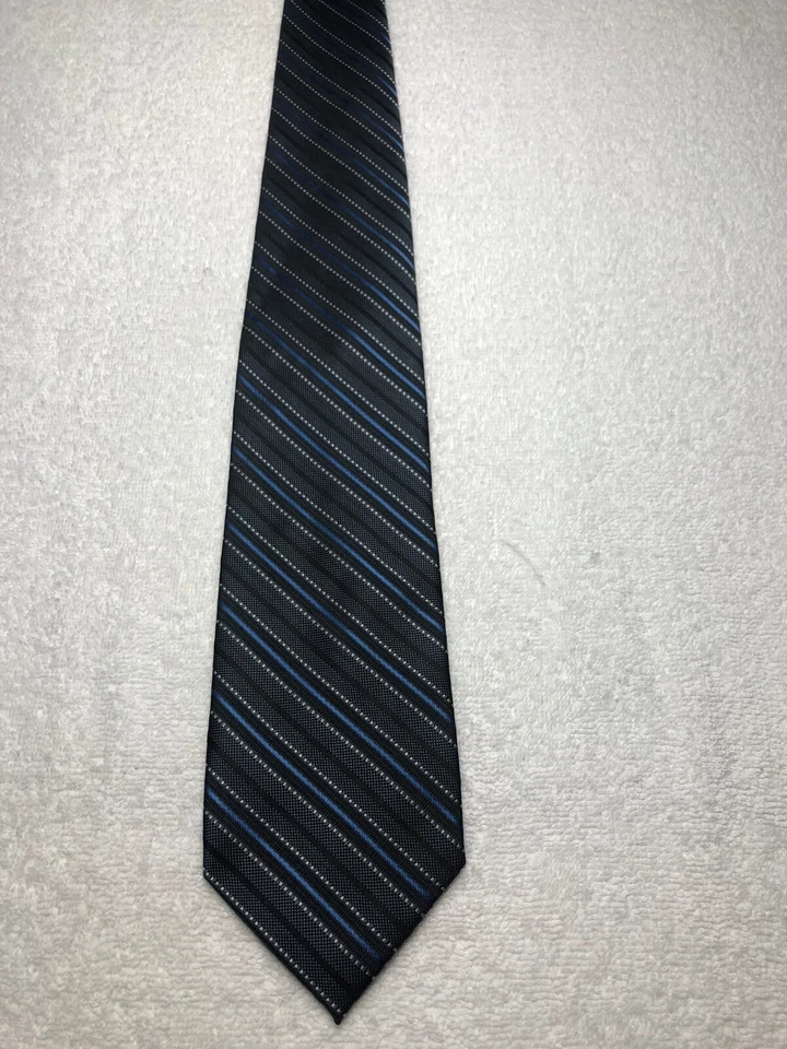 CORBATA BELLINI PARA HOMBRE GRIS CARBÓN CON RAYAS AZULES GRISES 3,5 X 60 Foto 2 de 4