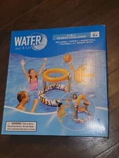 Water Sun & Fun Hoop Set Sports Challenge Basketball Football NEW Pool Toy Game