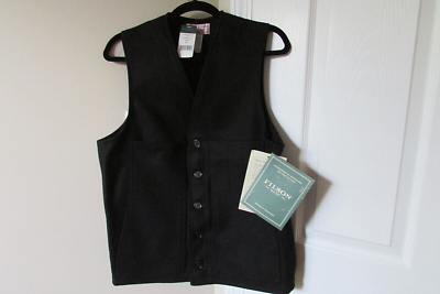 Filson Xlong Mackinaw 100% virgin Wool black button front vest-sz