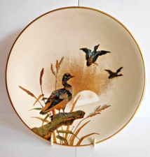 ANTIQUE ROYAL WORCESTER MOONLIGHT DUCK DESSERT PLATE BY CHARLES BALDWYN