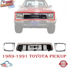 NEW FRONT GRILLE HEADLAMP DOOR BEZEL LEFT RIGHT 3PC FOR 1989-1991 TOYOTA PICKUP
