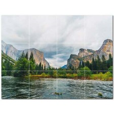River Ceramic Tile Wall Mural PT500903. 17" W x 12.75" H 12 4.25 tiles