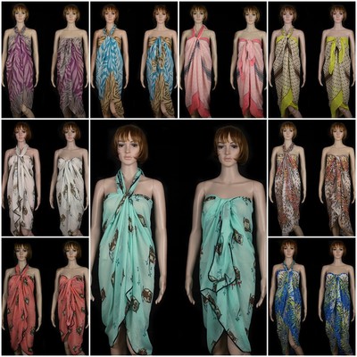 XXL Pareo Sarong Schal Lungi Tuch Viskose Stola Wickelrock Strand mit Muster 