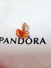 charm Pandora Papillon en Verre de Murano Rose & Jaune Métal Doré à l'Or Rose*