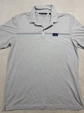 TravisMathew Poly Blend Striped Golf Polo Shirt Sz XL Heather Gray Soft Prep