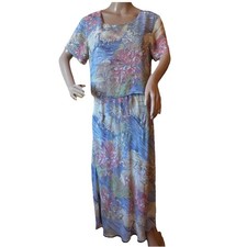 Vintage 90s Carol Anderson Pastel Cottage Core Maxi Dress Size 8 Whimsical Boho