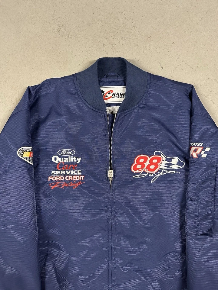 Chaqueta de bombardero retro esencial vintage Y2K Nascar Dale Jarrett ropa deportiva de carreras Foto 3 de 4