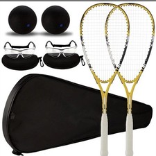 2 Pack Beginner Squash Racquet Set W/Racquets, Bags, Balls  Anti Fog Goggles