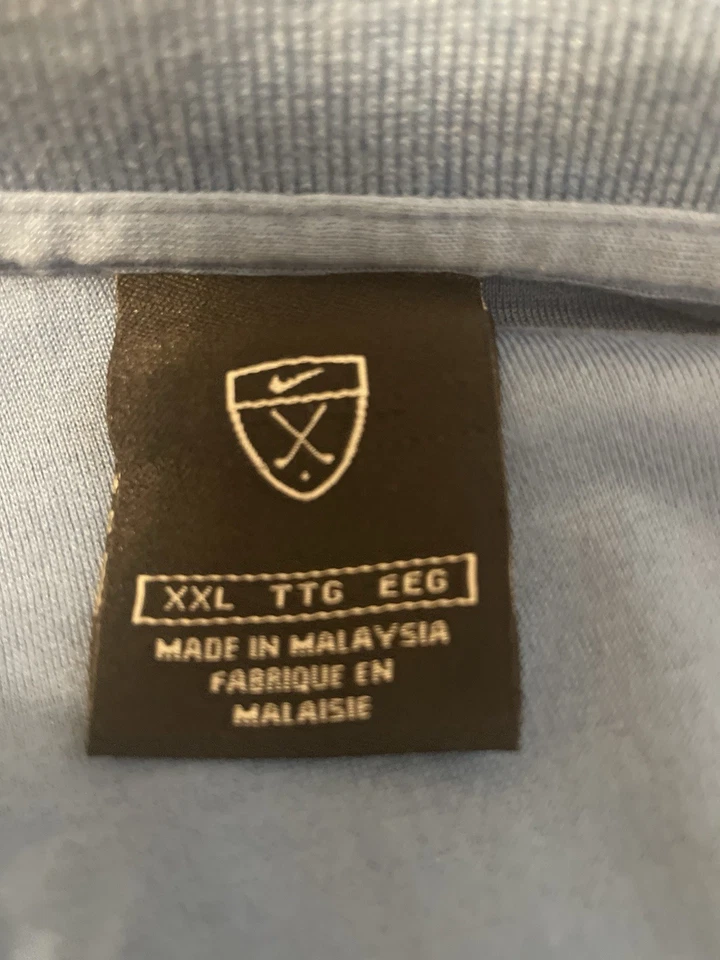 Polo de golf Nike 100 % algodón para hombre azul con rayas blancas y amarillas y verdes talla XXL Foto 3 de 4