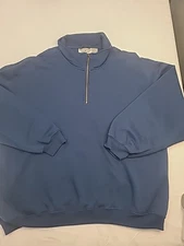 Boca Classics Men’s Sweater Size XL Navy Blue Pullover 1/4 Zip Pockets Fleece