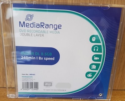 DVD+R 8,5 GB DL MediaRange 8x speed  240 Min. 1 Stück Slim Case*