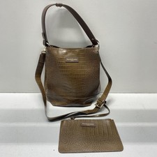 Russell & Bromley Brown Crocodile Embossed Leather Shoulder Bag
