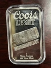 Coors Light 1oz. Fine Silver Bar .999 Sunshine Mining Company