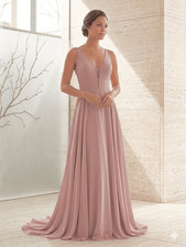 Jenny Yoo Whipped Apricot Chiffon Gown Size 10 Deep V-Neck Formal Dress