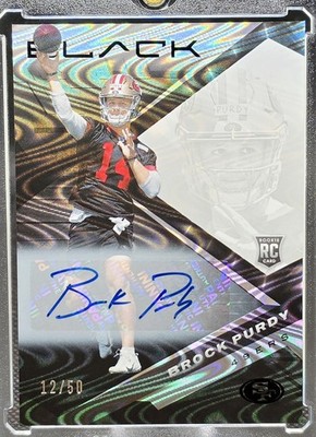 2022 Panini Black Brock Purdy Rookie Autograph Silver /50 49ers #200 RC