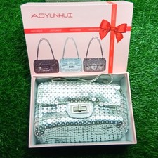 Silver Clutch Purse Women Sparkly Evening Bag Rhinestone Party Handbag New